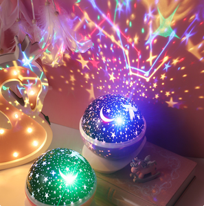Lâmpadas de led 360 graus rotativas, romântica, 4 lâmpadas led, 9 luzes coloridas, cosmos, estrela, céu, luz noturna, projetor com usb cabo - Product Image 1