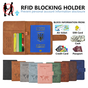 Porte-passeport personnalisé avec carte du monde, <span class=keywords><strong>anti</strong></span>-magnétique, blocage RFID, en cuir PU, pour voyage - Product Image 2