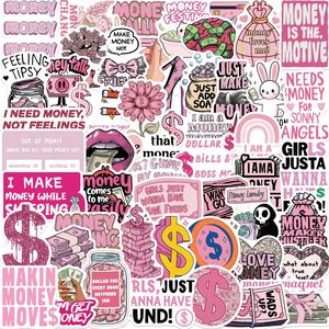 50 Pegatinas Divertidas de Monedas de Dólar con Dibujos Animados Rosas para Decorar Botellas y Laptops - Product Image 1