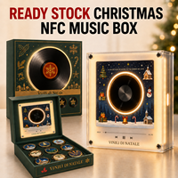 Boîte à musique NFC personnalisée pour Noël, style disque vinyle avec lumière LED, coffret cadeau de Noël, décoration de la maison, souvenirs