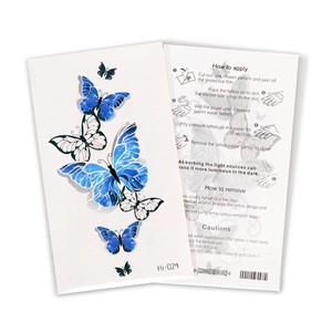 Disegno di farfalla serpente fresco per festa elettrica adesivi blu luminosi temporanei - Product Image 1