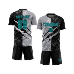 Conjunto de Camiseta y Pantalones Cortos de Fútbol con Patrón Geométrico, Manga Corta, Transpirable, de Secado Rápido, Uniforme de Entrenamiento para Hombres y Jóvenes - Product Image 1