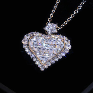 Collana con Ciondolo a Forma di Cuore in Pietra Preziosa Geometrica per Donne, Catena Classica per Fidanzamento - Product Image 2