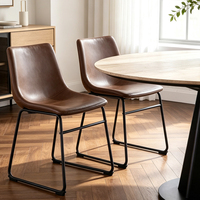 Chaise de salle à manger en cuir PU de luxe léger, dossier rembourré, design moderne et simple, confortable pour la maison