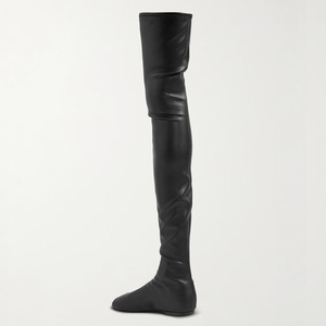 Bottes plates longues moulantes pour femmes, bout rond, au-dessus du genou, chaussures plates à jambe large, taille 46, bottines pour femmes aux pieds larges - Product Image 4