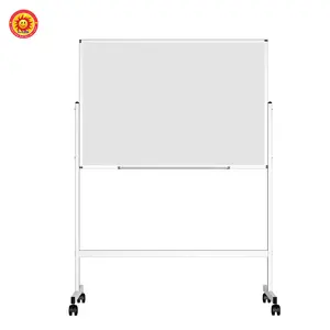 High quality mobile white board easel double side rotating magnetic whiteboard stand with wheels