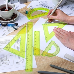 Juego de 6 Reglas de Plástico Transparentes para Matemáticas y Geometría, Herramientas de Medición para <span class=keywords><strong>la</strong></span> Escuela, Oficina y Hogar - Product Image 4