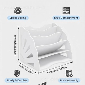 Support de classement incurvé de bureau à 3 niveaux en PVC, organiseur de dossiers de bureau, étagère de tri de documents - Product Image 2