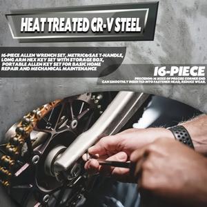Juego de llaves hexagonales Dy de 16 piezas, métricas, de acero al cromo vanadio, con mango antideslizante, para reparación de bicicletas, motocicletas y bricolaje. - Product Image 4