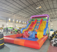 Toboggan aquatique gonflable commercial avec piscine, toboggan rebondissant pour enfants, jouets d'été d'extérieur, gonflables