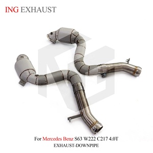 ING SUS304 Downpipe pour Mercedes-AMG S63 W222 / C217 M177 4.0T 2017-2020 |   Échappement avec bouclier thermique à fixation directe – Vente en gros - Product Image 2