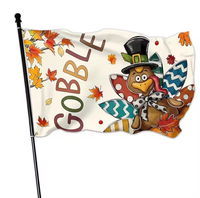 Drapeau de la Turquie pour Thanksgiving 3x5 pouces, en polyester imprimé numériquement, écologique, séchage rapide, pour extérieur, simple face, récolte d'automne