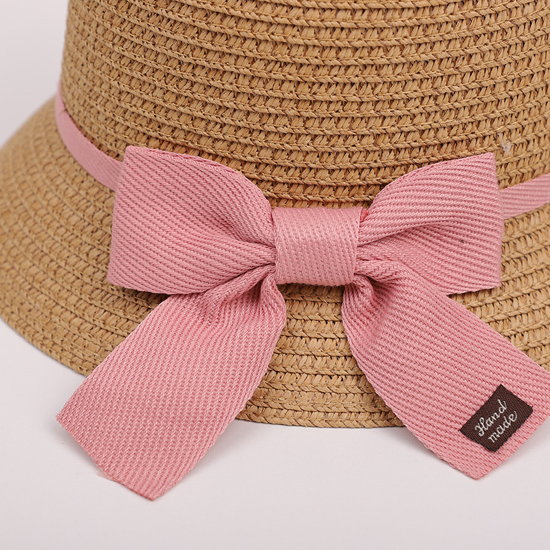 GG258 Kids Straw Bucket Hats with Bowknot & Crossbody Bags