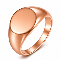Personalisierter Siegelring mit Gravur, 18K vergoldeter Edelstahl, klobiger, anlaufgeschützter DIY-Ring für Herren und Damen, Großhandel