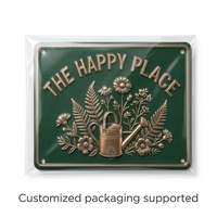 Plaque gaufrée Wanfeng Happy Place Garden Painting en alliage d'aluminium 100 % antirouille, plaqué or, robuste et résistante aux intempéries, vente en gros