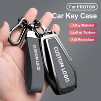 Étui pour clé de voiture en alliage de zinc et cuir pour Proton L3 L5 X50 X70, coque de clé de voiture à protection intégrale de qualité supérieure avec boucle