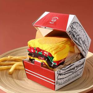 Dos pares de calcetines con estampado de hamburguesas coloridas para hombres y mujeres, para la víspera de Halloween, para regalar a amigos, para las cuatro estaciones, otoño e invierno - Product Image 4