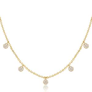 שרשרת חרוזים עגולה אופנתית עם זירקון לבן, שרשרת צ'וקר מצופה זהב 18 קראט בהתאמה אישית עם זירקון אבן לידה לנשים - Product Image 1