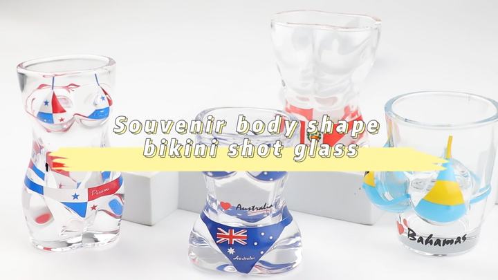Customized Logo Whiskey Wine Peru Beach Tourist Souvenir Body Sexy Bikini Glass Shot Glasses