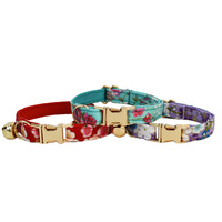 Colliers pour chats en polyester personnalisables, imprimés style japonais mignon avec clochettes, style dessin animé, en stock, vente en gros