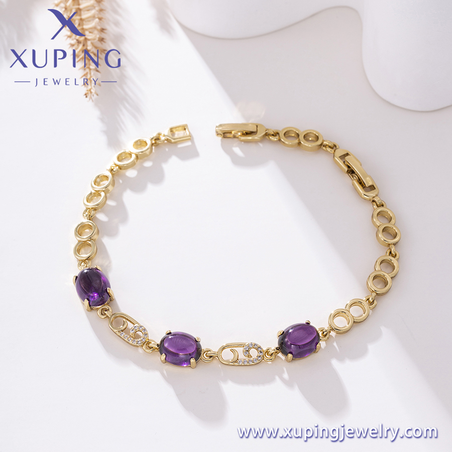 X000925435 Xuping Jewelry Purple Zircon Grain Chain Bracelet
