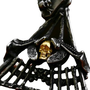 Collier pendentif en forme de squelette, plaqué argent antique, style punk unisexe, bijoux en alliage, à porter au quotidien - Product Image 2