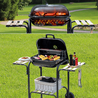 Barbecue portable commercial de style coréen moderne en acier, avec fumoir et table latérale, idéal pour le camping et le jardin