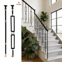 Vente en gros de balustres d'escalier en aluminium-magnésium gris brossé de luxe, en laiton, pour garde-corps intérieur