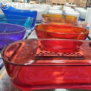 Transparent freestanding resin bathtub free stand bath, resin composite tub, cast resin bath tub freestanding