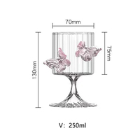 Verres à pied en borosilicate soufflé à la main, motif papillon, verres highball en cristal, verres à vin, verres à champagne pour fêtes