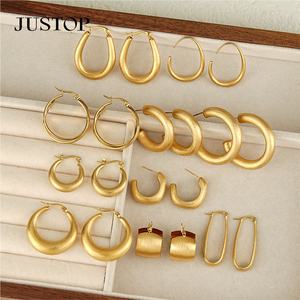 Pendientes de Aro Modernos con Gancho, Chapados en Oro de 18K, Acero Inoxidable Hipoalergénico, Joyería de Moda para Mujer, Proveedor OEM/OEM, Marca JUSTOP - Product Image 3