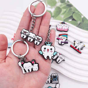 Série de protection dentaire, cadeau promotionnel personnalisé, porte-clés en plastique, porte-clés en caoutchouc PVC mignon de dessin animé, médecins, dentistes - Product Image 3