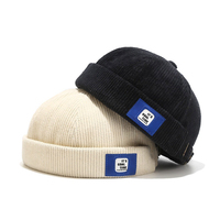 Topi Beanie warna Soild antik dapat disesuaikan pria wanita uniseks musim semi musim gugur musim dingin topi tanpa tepi topi Docker Corduroy