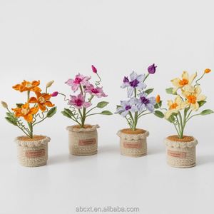 Decoración para el Hogar y el Automóvil, Maceta Tejida a Mano con Flores de Lana, Maceta de Ganchillo - Product Image 2