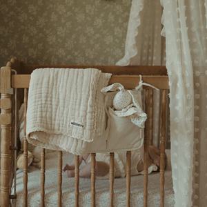 Manta Receptora para Recién Nacido de Color Sólido Personalizada, 110*110cm, 100% Algodón Orgánico Crepé, Transpirable, con Bordes de Encaje, 4 Capas - Product Image 4