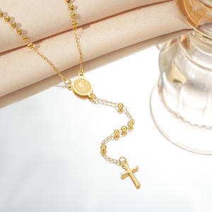 Collar con Colgante de Cuentas Más Vendido, Cruz de la Virgen María en Acero de Titanio, Cuentas de Oración de Acero Inoxidable, Joyería de Lujo Ligero - Product Image 6
