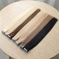 Extensions de cheveux naturels russes blond platine double drawn européens, qualité supérieure, Remy, à bandes adhésives