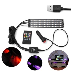 RVB a mené la lumière de bande de voiture intérieur décoratif lampe d'ambiance de voiture avec <span class=keywords><strong>musique</strong></span> à distance - Product Image 4