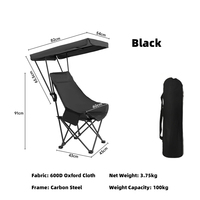 Chaise pliante à cadre en acier résistant aux UV, auvent réglable, chaise de camping multifonction portable, protection solaire pour toutes les activités de plein air