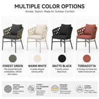 Chaise de jardin tressée avec cadre en aluminium et coussins pour restaurant extérieur et terrasse – Vente en gros