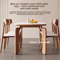 Table à manger rectangulaire multifonctionnelle 4 places en acier au carbone avec plateau en pierre style nordique moderne et pieds en forme d'éléphant pour petit appartement