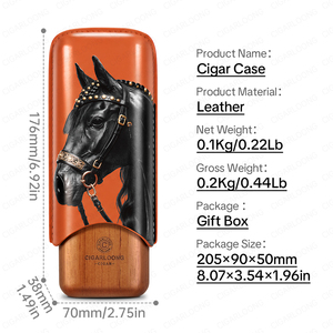 CIGARLOONG Étui à cigares vintage en <span class=keywords><strong>cuir</strong></span> à motif cheval, intérieur en bois de cèdre, capacité 2-3 cigares, étui de voyage compact pour voyages d'affaires - Product Image 6