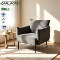 Fauteuil d'appoint gris moderne CARLFORD, fauteuils rembourrés confortables pour salon, chambre à coucher, salle de réception