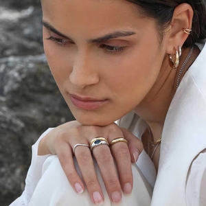 Bagues Jhumka en Argent 925 TKJ avec Dôme en Topaze Bleue, Style <span class=keywords><strong>Bottega</strong></span>, Traditionnel Indien, OEM/ODM - Product Image 3