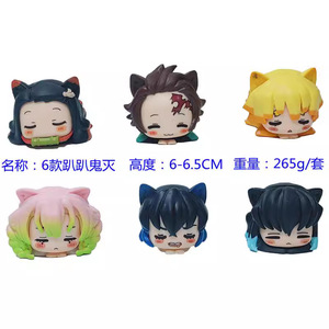Set 6 pezzi posizione per dormire uccisore di demoni Tanjirou Nezuko Kokushibo Akaza Inosuke cartone animato PVC figura <span class=keywords><strong>Anime</strong></span> statua <span class=keywords><strong>Zenitsu</strong></span> - Product Image 4