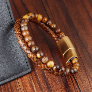 Brazalete de Acero Inoxidable Chapado en Oro PVD de 18K Au750 2025 con Ojo de Tigre para Hombre, Regalo Certificado de Lujo y a la Moda para Hombres y Niños - Product Image 5