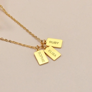 Placa con Nombre Personalizada, Chapada en Oro, con Proverbios Ingleses, Frases Inspiradoras, Colgante Rectangular, Collar de Acero Inoxidable, Joyería al por Mayor - Product Image 1