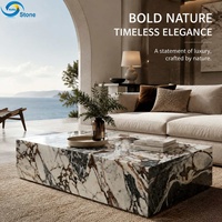 Table basse moderne en marbre naturel pour la décoration intérieure, mobilier de salon - Socle durable et écologique