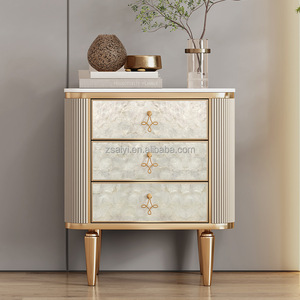 Ánh Sáng Sang Trọng Đơn Giản Hiện Đại Vỏ Decortaiton <span class=keywords><strong>2</strong></span> Ngăn Kéo Gương Bằng Gỗ Bàn Cạnh Giường Ngủ - Product Image 1