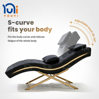 Table de massage réglable en cuir PU avec cadre métallique et éponge haute densité pour spas et salons, forme en S